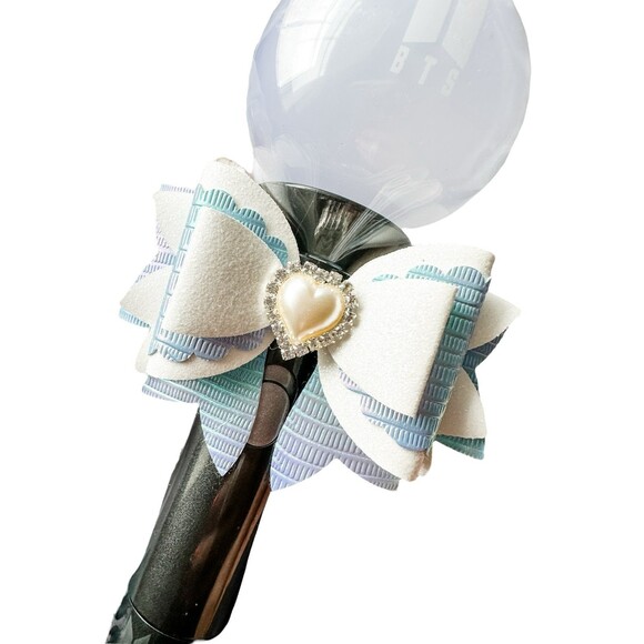 BTS light stick BOW blue Heart Pearl Rhinestones Deco Decal Accessories - Picture 1 of 1